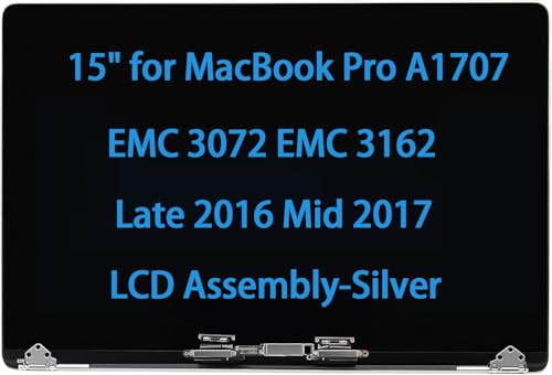 Daplinno 15" Screen Replacement for MacBook Pro A1707 EMC 3072 EMC 3162 Late 2016 Mid 2017 LCD Display Assembly 661-06375 661-08030 (Silver) - Image 1