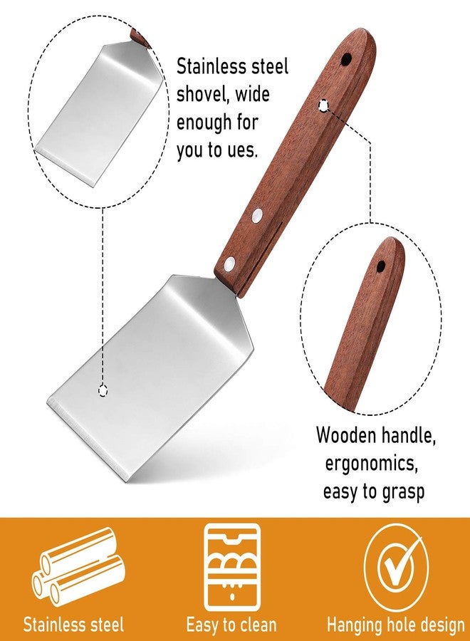 Newtay 2 Pieces Small Brownie Cookie Spatula Metal Stainless Steel Spatula with Wooden Handle for Kitchen Cooking Chef Baking Scraper Turner, 2.5 x 8.2 Inch - Image 4