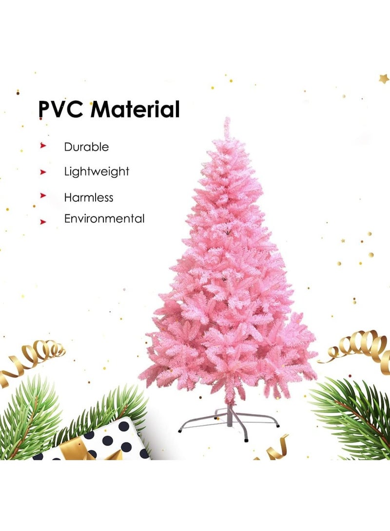 Mado Gallery Pink Christmas Tree 1.2m–2.1m, Pre-Lit with 40m Warm Lights, Mixed Branches, Foldable Stand, Indoor/Outdoor Holiday Décor-120cm - Image 5