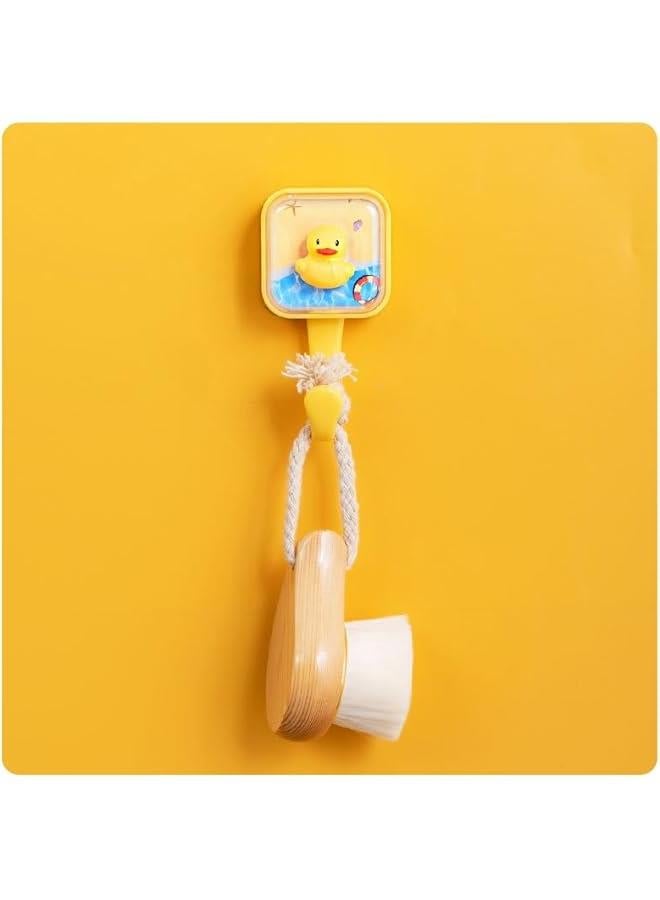 Cute Adhesive Hooks, Animal Bounce, Spring Shaking Duck Polar Bear Squirrel, No Nails, Waterproof, for Key Purse Robe Towel, Creative Individual Hook (Yellow Duck) - Image 1