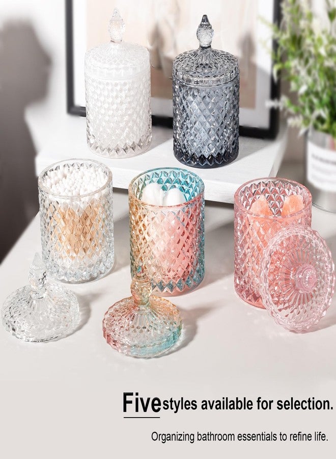 rejomiik 2 Pack Qtip Holder Thick Glass Apothecary Jars with Lid for Bathroom Decor Storage Organizer for Cotton Swabs, Balls, Pads, Floss Picks, Candy, Jewelry, Pink - Image 5