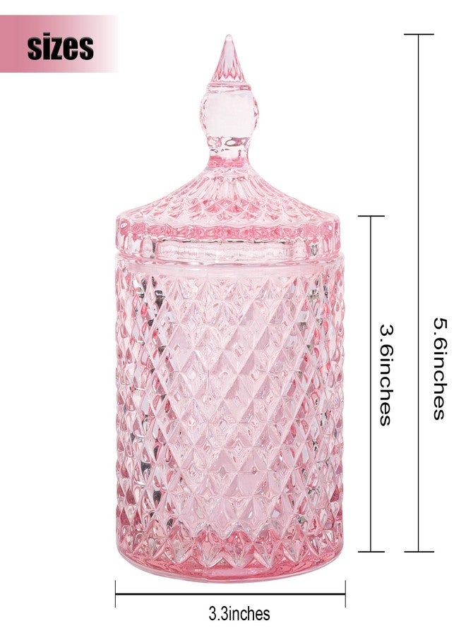 rejomiik 2 Pack Qtip Holder Thick Glass Apothecary Jars with Lid for Bathroom Decor Storage Organizer for Cotton Swabs, Balls, Pads, Floss Picks, Candy, Jewelry, Pink - Image 4