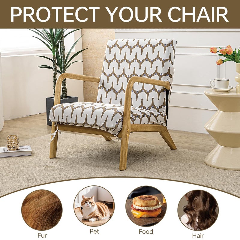 SONNACH Mid-Century Modern Chair Cover,Stretch Accent Chair Slipcovers with Arms,Printed Reading Armchair Covers Washable for Living Room (B) - Image 5
