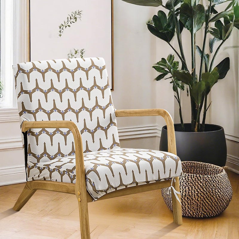SONNACH Mid-Century Modern Chair Cover,Stretch Accent Chair Slipcovers with Arms,Printed Reading Armchair Covers Washable for Living Room (B) - Image 2