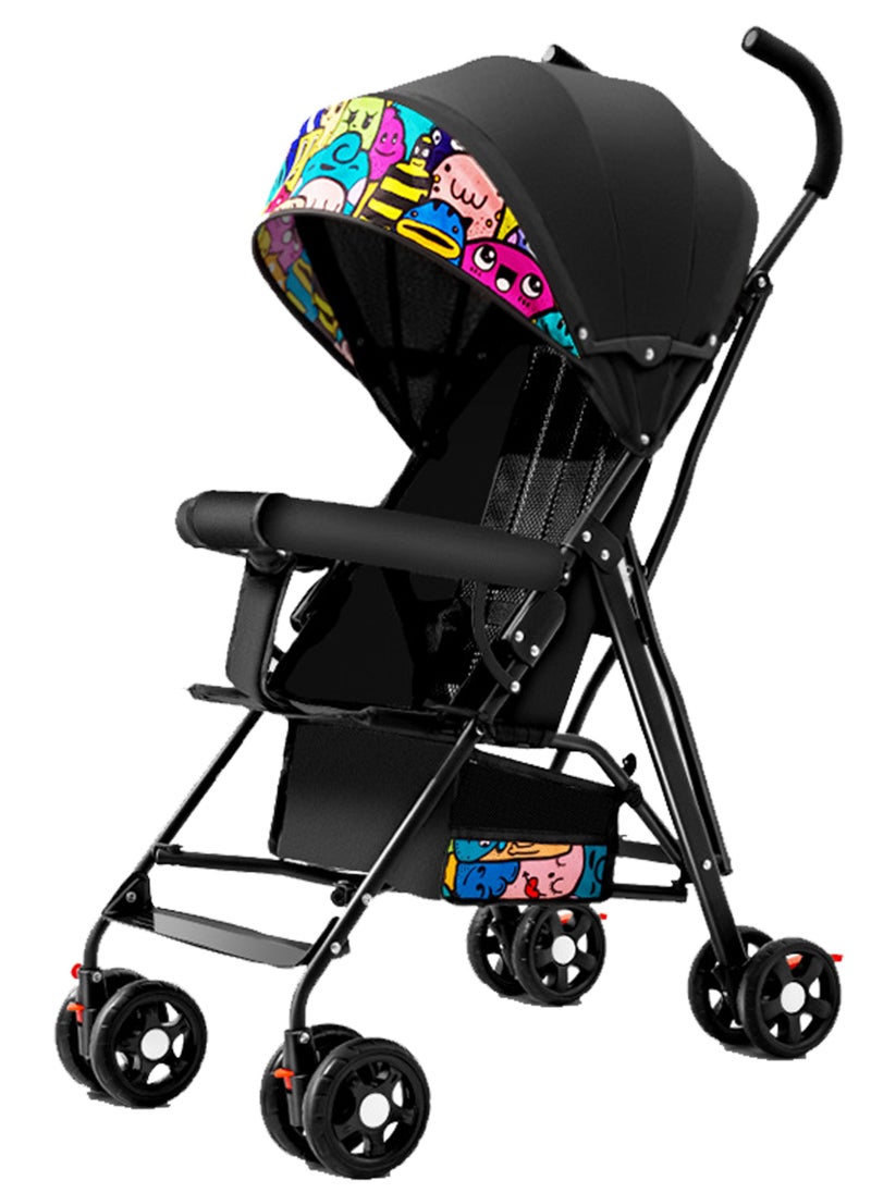 Lightweight Baby Stroller, Portable Stroller with 4-Stage Adjustable Sunshade Canopy, Shock-absorbing Wheels and  2-Point Safety Belt, Travel Stroller for Baby 0-48 Months, Black - pzsku/Z51BD346AF353849C31EBZ/45/_/1737601722/489db925-b814-4f2f-aa3d-7b016774c8b4