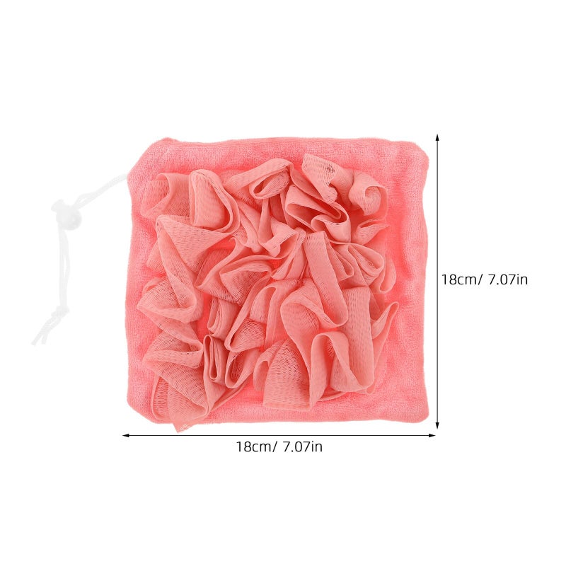 4 Pack Mesh Exfoliating Loofah Puffs With Soap Bag Body Scrubber For Men And Women - Image 3