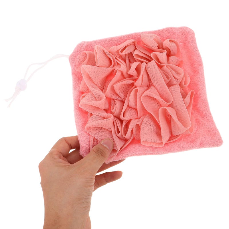 4 Pack Mesh Exfoliating Loofah Puffs With Soap Bag Body Scrubber For Men And Women - Image 5