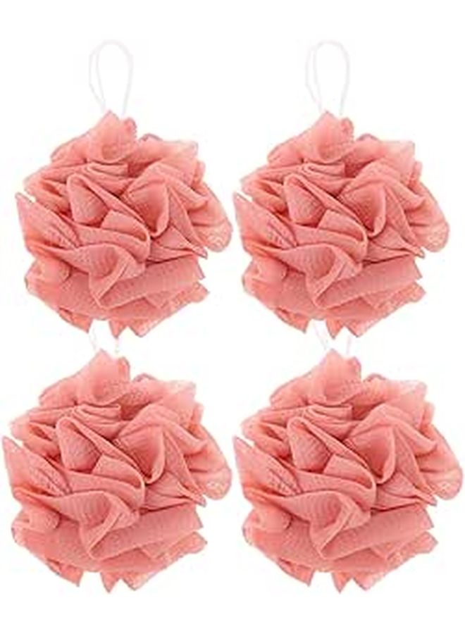 4 Pack Mesh Exfoliating Loofah Puffs With Soap Bag Body Scrubber For Men And Women - Image 1