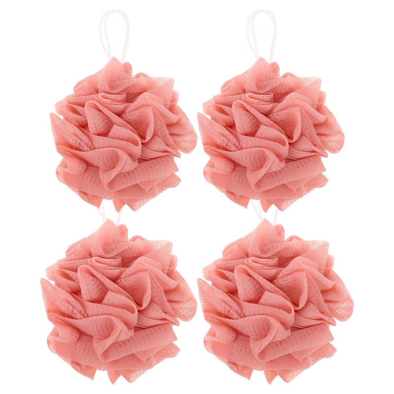 4 Pack Mesh Exfoliating Loofah Puffs With Soap Bag Body Scrubber For Men And Women - Image 2