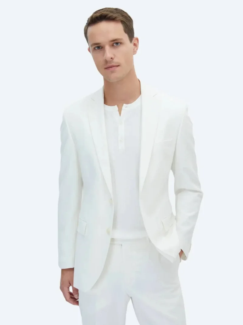 كيب بدلة بيضاء سادة ضيقة