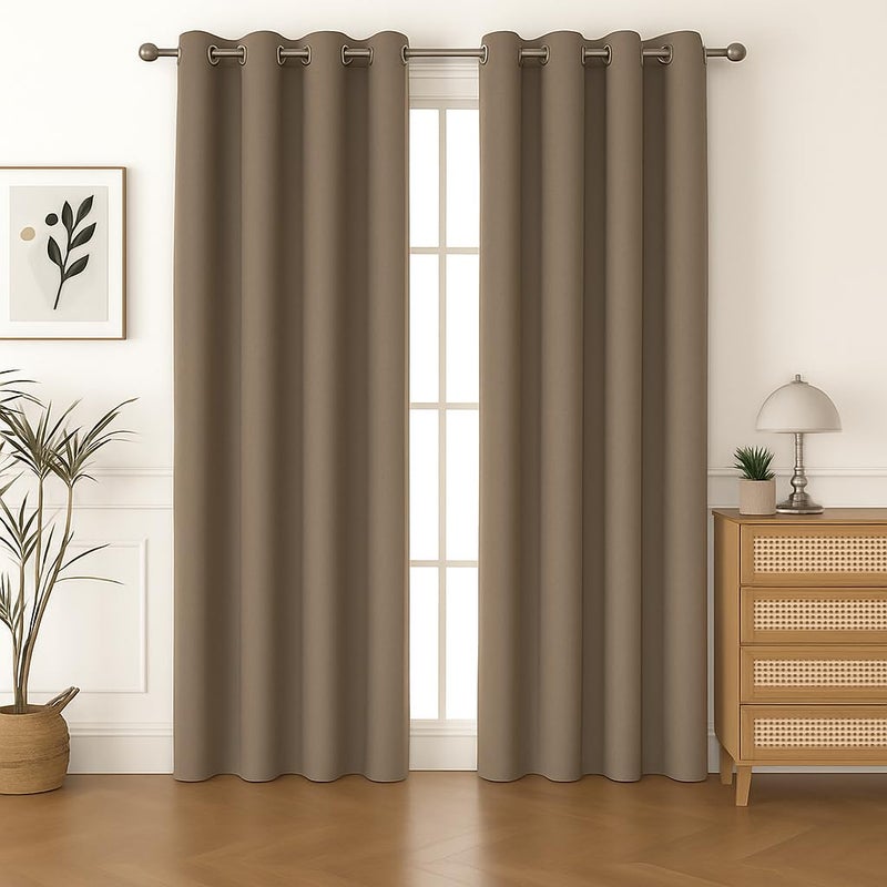 Amali Regal Dimout curtains with 16 Grommets in 2 panels Size (W132 x L 274cm) for living room Decor or bedroom window noise reduction and light blocking - Image 1