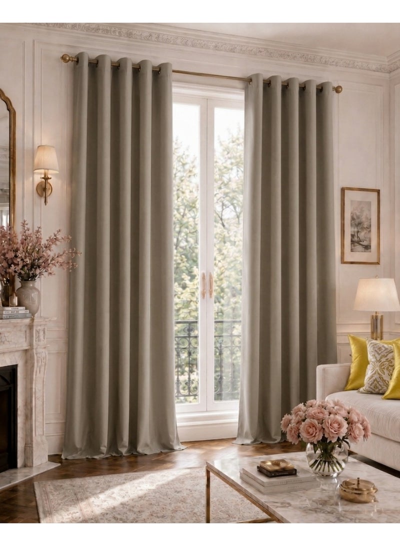 Amali Regal Dimout curtains with 16 Grommets in 2 panels Size (W132 x L 274cm) for living room Decor or bedroom window noise reduction and light blocking - Image 1