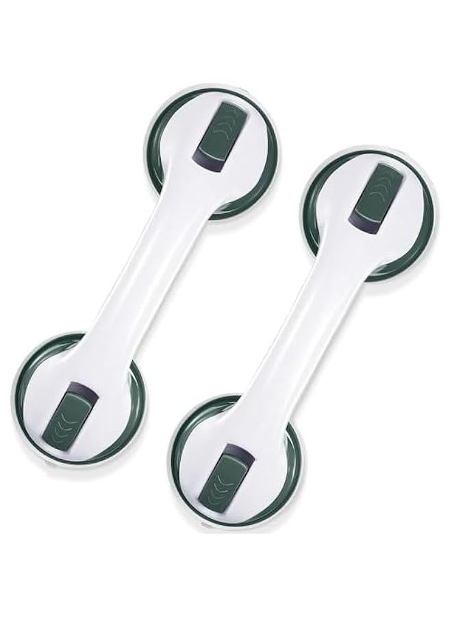 MIXDE 2 Pack Grab Bars for Shower, 12 Inch Shower Handle Strong Suction Shower Grab Bar for Shower Chair Stool, Bathroom Safety Bar for Seniors, Elderly, Handicap (Green) - Image 1