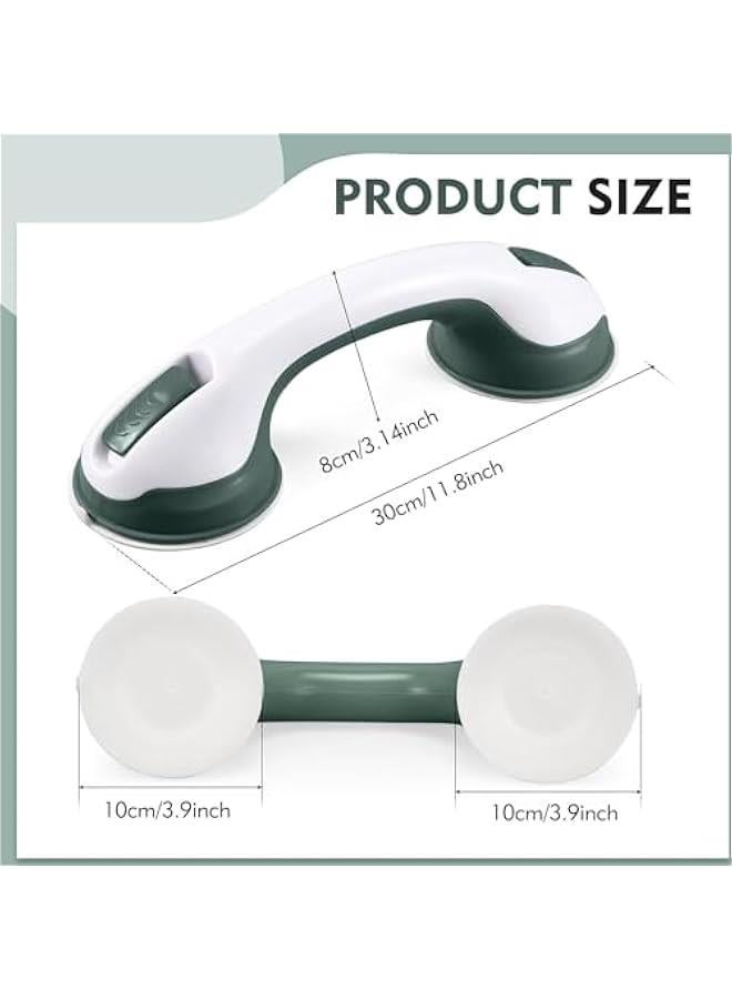 MIXDE 2 Pack Grab Bars for Shower, 12 Inch Shower Handle Strong Suction Shower Grab Bar for Shower Chair Stool, Bathroom Safety Bar for Seniors, Elderly, Handicap (Green) - Image 3