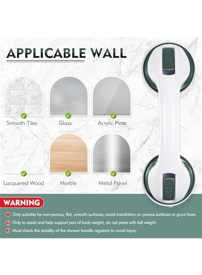 MIXDE 2 Pack Grab Bars for Shower, 12 Inch Shower Handle Strong Suction Shower Grab Bar for Shower Chair Stool, Bathroom Safety Bar for Seniors, Elderly, Handicap (Green) - Image 4