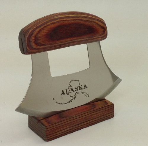 Arctic Circle Alaska Ulu Knife Natural Exotic Wood Stand Etched Blade - Image 5