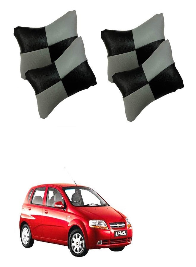 PulGos Grey Check Design Car Neck Rest Cushion with Adjustable Straps (Pair of 2)_511 - Image 1