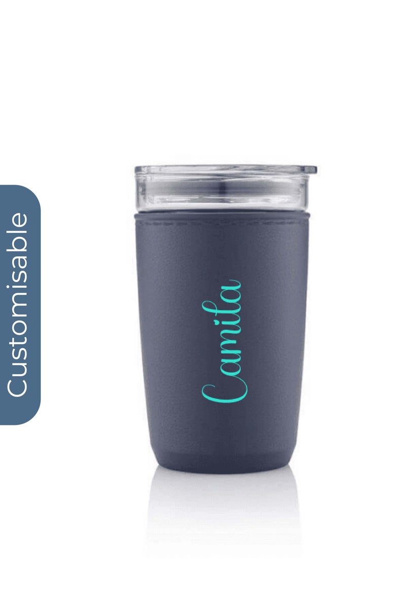 Hans Larsen Personalised Premium Glass Tumbler with Recycled Protective Sleeve - Blue - Image 1