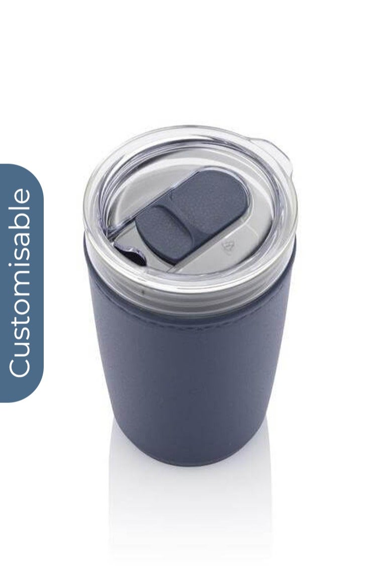 Hans Larsen Personalised Premium Glass Tumbler with Recycled Protective Sleeve - Blue - Image 2