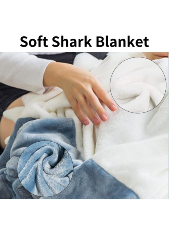 GGEROU Shark Blanket, Shark Blanket Hoodie Adult,Wearable Shark Blanket Adult or Shark Sleeping Bag, Blue  - Image 3