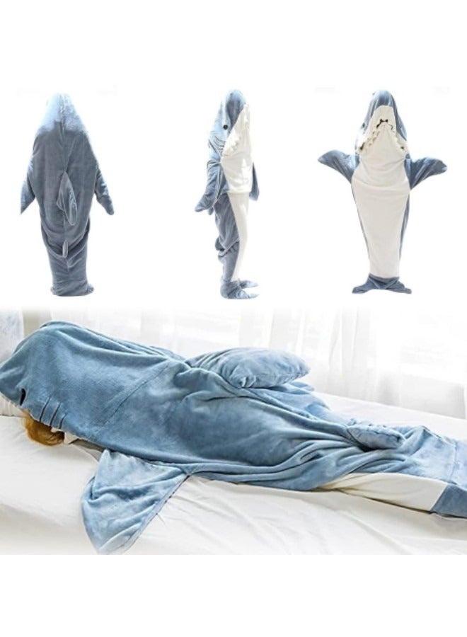 GGEROU Shark Blanket, Shark Blanket Hoodie Adult,Wearable Shark Blanket Adult or Shark Sleeping Bag, Blue  - Image 5