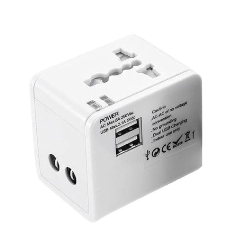 MANGO Universal Travel Adapter with USB Ports International Travel Adopter Compatible with USUKEUAUGCCAsia Power Plugs 1500W 250V Stay Energized in over 180 Countries Worldwide White