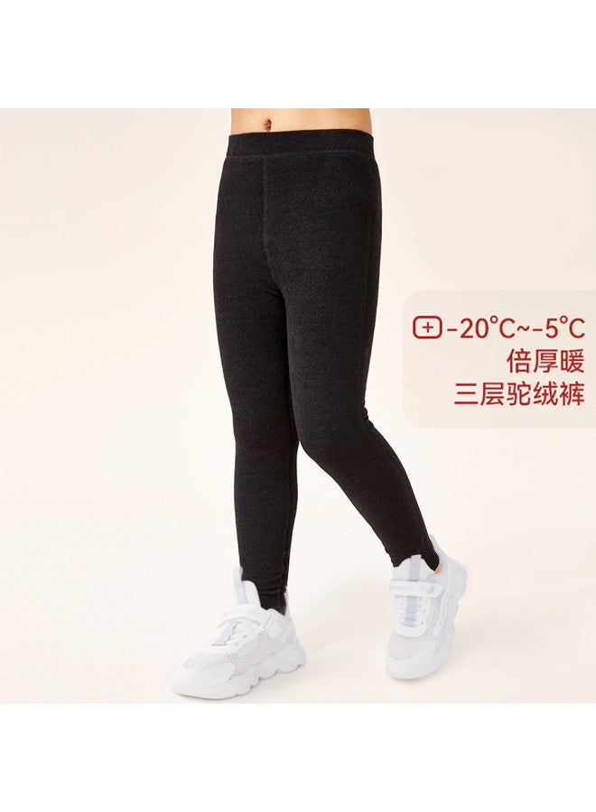 Long time companion girls' Thermal Pants - Pure Wool, Solid Color, High Waist, Windproof, Wearable As Outer Layer, Autumn Underwear - Image 2