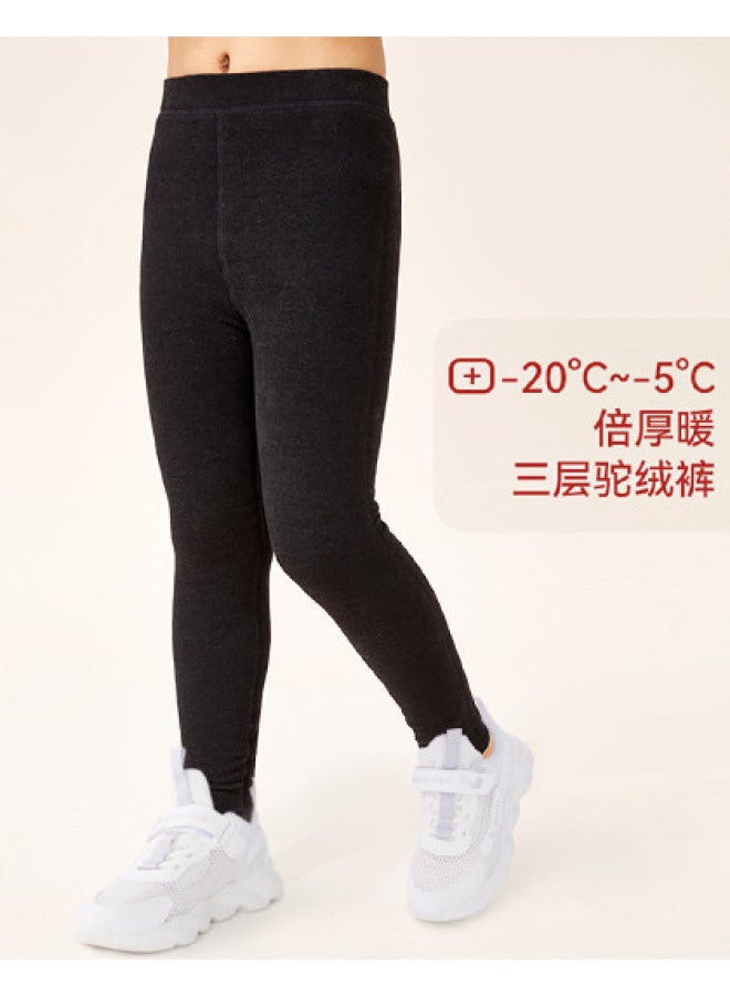 Long time companion girls' Thermal Pants - Pure Wool, Solid Color, High Waist, Windproof, Wearable As Outer Layer, Autumn Underwear - Image 1