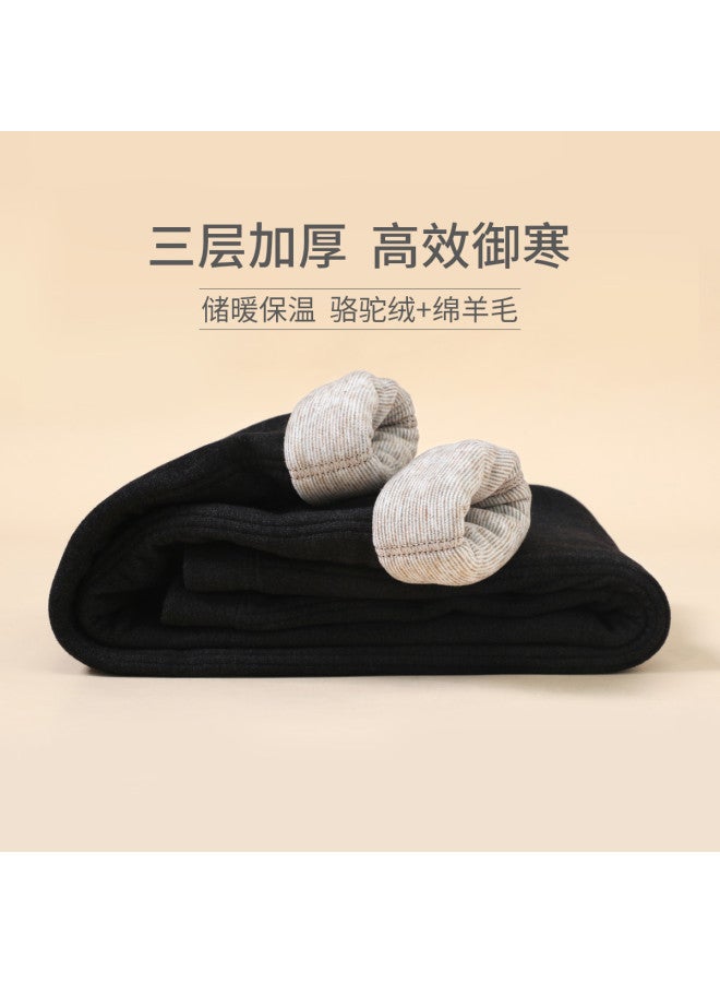 Long time companion girls' Thermal Pants - Pure Wool, Solid Color, High Waist, Windproof, Wearable As Outer Layer, Autumn Underwear - Image 3
