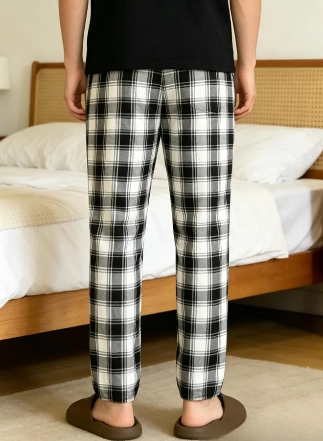 Take Two Men Black Checked Straight Pyjama