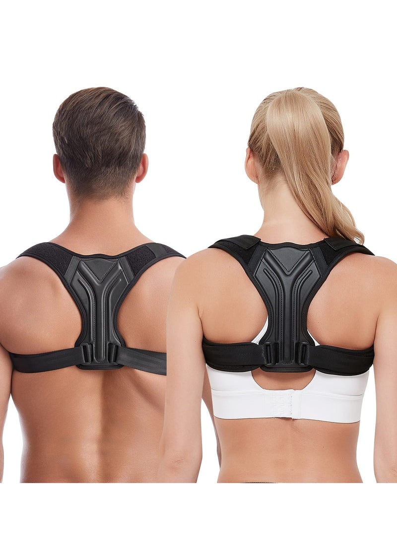 SOLARAE Adjustable Posture Corrector with Back Correction Strap for Neck and Shoulder Pain Relief - Ideal for Men, Women, Seniors, and Teens (1PC Black, Size M) - Image 1