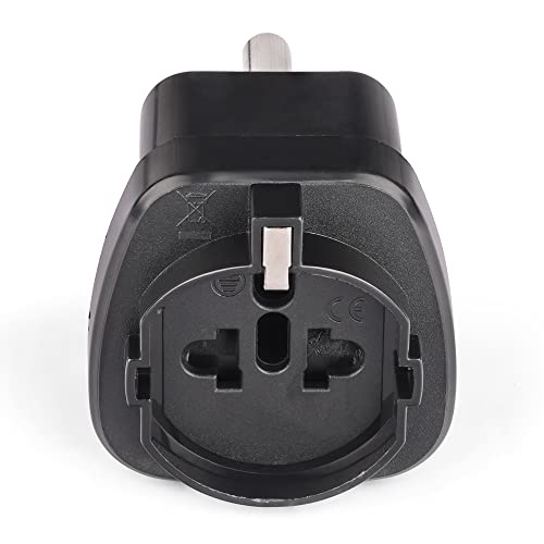 Orei European (Schuko) to India Pin Plug Adapter - Convert European Type E/F Input to India Type D Three Prong Output Connection - Heavy Duty - Black Color (1 Pack) - Image 3