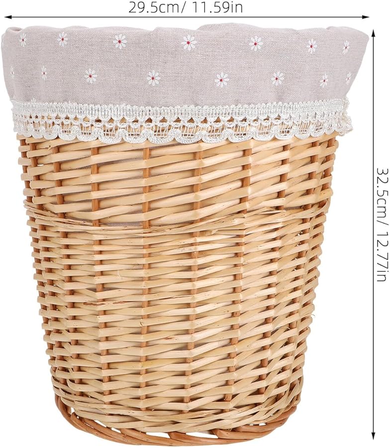 سلة غسيل من الخوص البيج مع بطانة قابلة للإزالة، سلة من الروطان المنسوج يدويًا للمنزل والحمام - Image 3