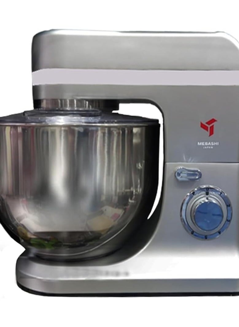 MEBASHI 12 Litre Stainless Steel Bowl Mixer, 6 Speed Control with Pulse, Accessories (ME-SBM1114) (Cilver) - Image 2