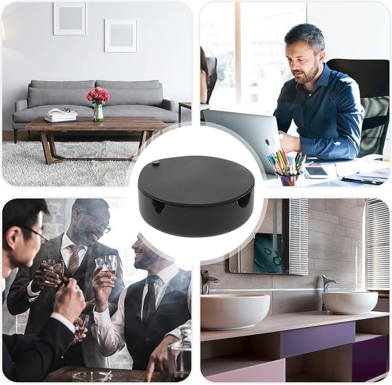 Silicone Ashtray With Lid Windproof Smokeless Odor Reducing Easy Clean Indoor Desktop - Image 3