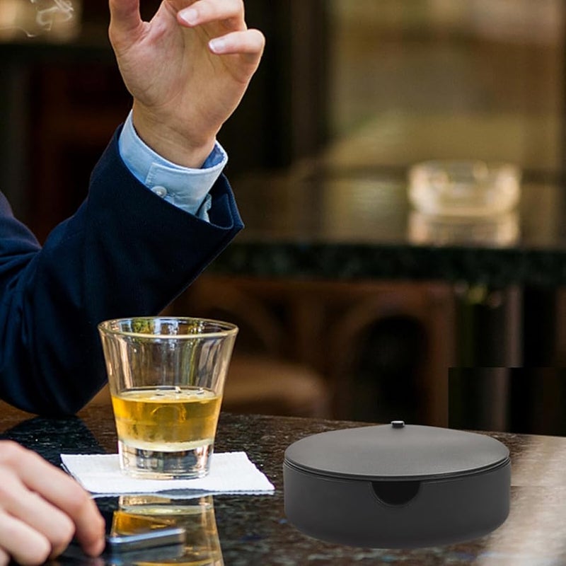 Silicone Ashtray With Lid Windproof Smokeless Odor Reducing Easy Clean Indoor Desktop - Image 4