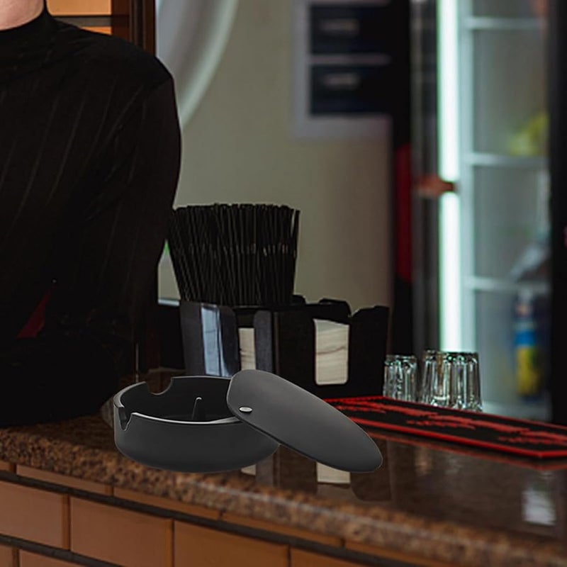 Silicone Ashtray With Lid Windproof Smokeless Odor Reducing Easy Clean Indoor Desktop - Image 5