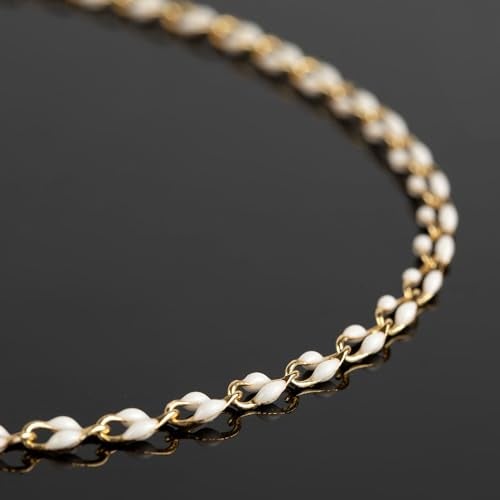 YOUBEIYEE White Enamel Cable Chain Customize Necklace DIY Jewelry Chain Roll, 2 Meters Gold Plated Brass Chain with Jump Rings and Lobster Clasps - Image 3