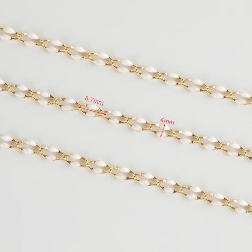 YOUBEIYEE White Enamel Cable Chain Customize Necklace DIY Jewelry Chain Roll, 2 Meters Gold Plated Brass Chain with Jump Rings and Lobster Clasps - Image 5