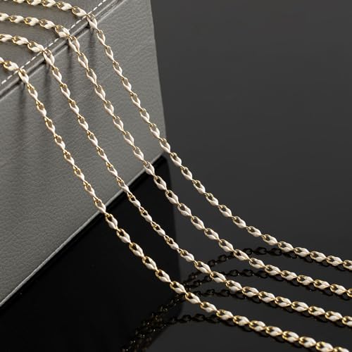 YOUBEIYEE White Enamel Cable Chain Customize Necklace DIY Jewelry Chain Roll, 2 Meters Gold Plated Brass Chain with Jump Rings and Lobster Clasps - Image 4