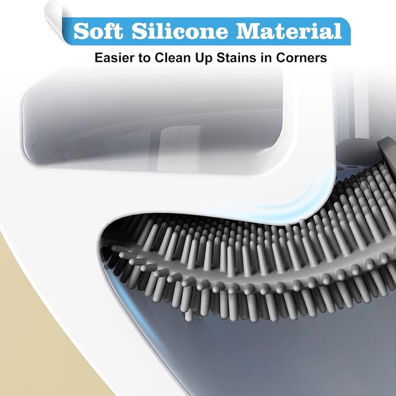 TGOPIT فرشاة مرحاض سيليكون TGOPIT | فرش تنظيف مرحاض مثبتة على الحائط | فرش لتنظيف الحمام حديثة بشعيرات ناعمة معلقة على الحائط (متعدد) - Image 2