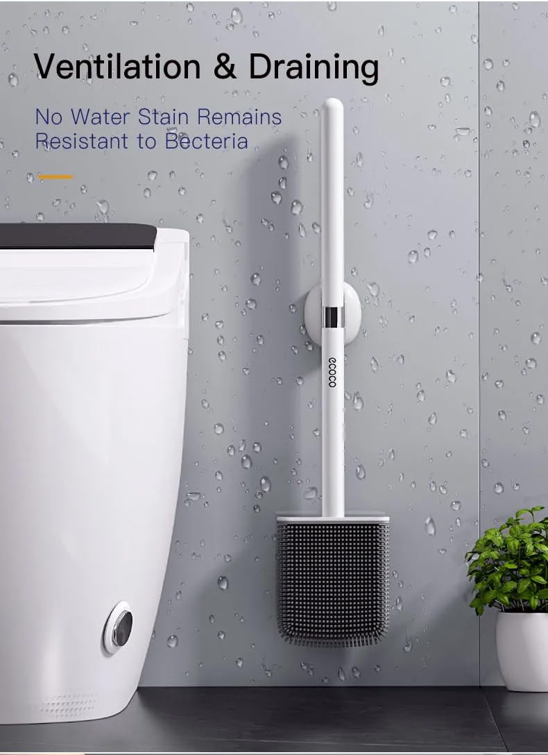 TGOPIT فرشاة مرحاض سيليكون TGOPIT | فرش تنظيف مرحاض مثبتة على الحائط | فرش لتنظيف الحمام حديثة بشعيرات ناعمة معلقة على الحائط (متعدد) - Image 5