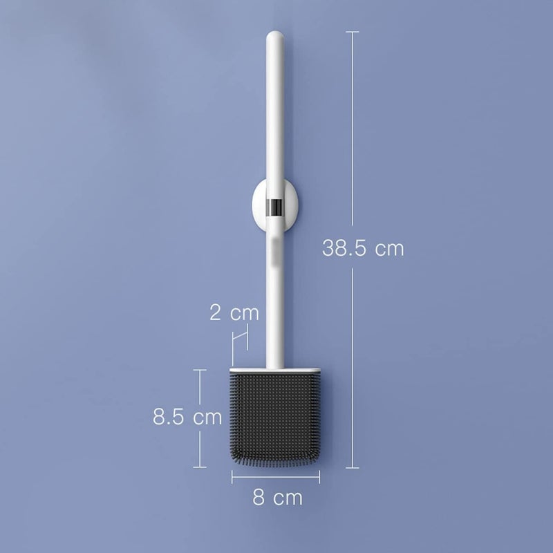 TGOPIT فرشاة مرحاض سيليكون TGOPIT | فرش تنظيف مرحاض مثبتة على الحائط | فرش لتنظيف الحمام حديثة بشعيرات ناعمة معلقة على الحائط (متعدد) - Image 3