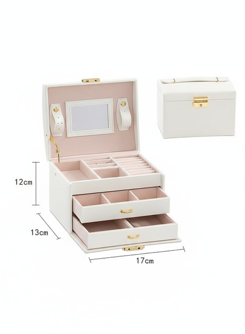 CozyNest Lockable Jewelry Box for Women Girls, 3-Layer Small Portable Jewelry Organizer with Mirror, Drawers and Removable Tray for Earrings, Rings, Necklaces, Bracelets – Ideal Gift for Her - Image 5