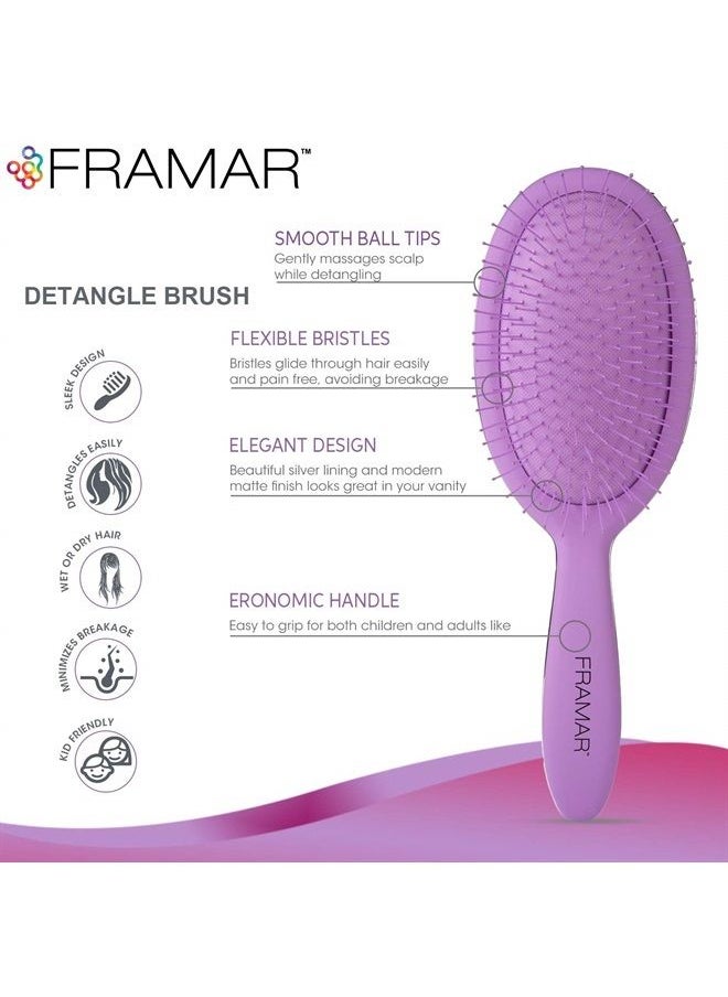 framar Framar Detangling Brush for Thick Hair – Detangle Brush for Thick Hair, Kids Hair Brush for Curly Hair, Detangling Hair Brush for Kids, Brush for Hair, Soft Hair Brush, Curly Brush (Purple)  - Image 1