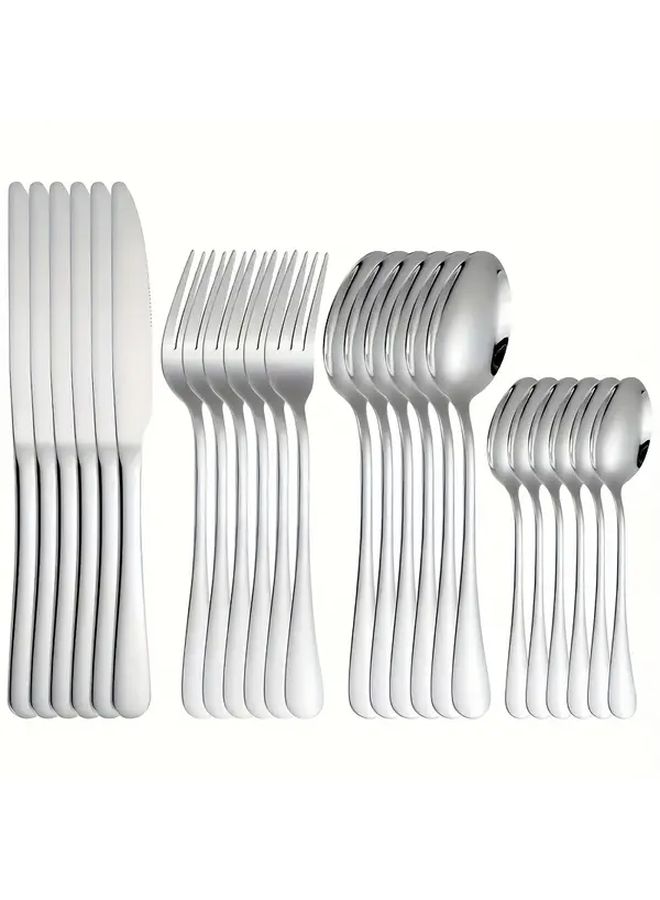 24 Piece Black Stainless Steel Flatware Set for 6 With Gift Box - Image 2