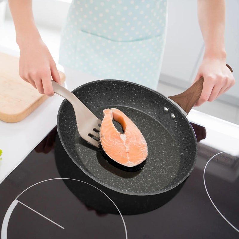 DIVHUK Non Stick Frying Pan, Granite Omlette Egg Pan, Induction&Gas Fry Pan, Fish Pan (26 CM, Black) - Image 2
