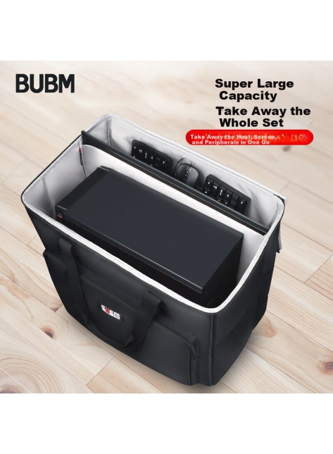 Bubm Desktop Computer Bag Host Bag Large Capacity Gaming Pc Case Storage Bag Handbag Monitor Keyboard Mouse Set Device Organizer Bag Dzs Upgraded Oversized Black - Image 1