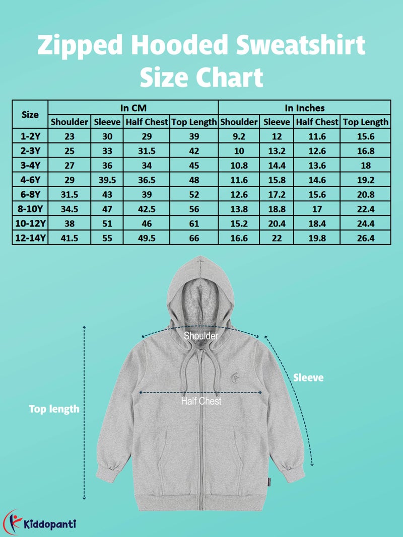 KiddoPanti Boys & Girls-Child Cotton Blend Solid Full Sleeve Zip Front Open Hooded Sweatshirt, Black, 6-8Years, Regular - Image 5