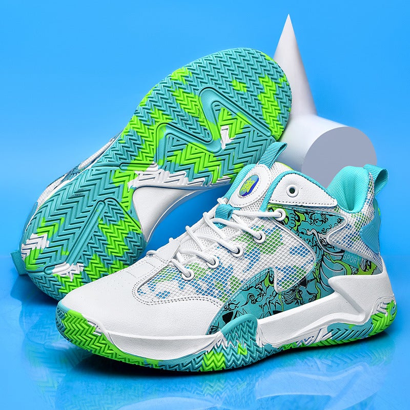 2023 Mesh Breathable Mesh Shoes Non-Slip High-Top Couple'S Sneaker Medium And Large Children'S Basketball Shoes - Image 4